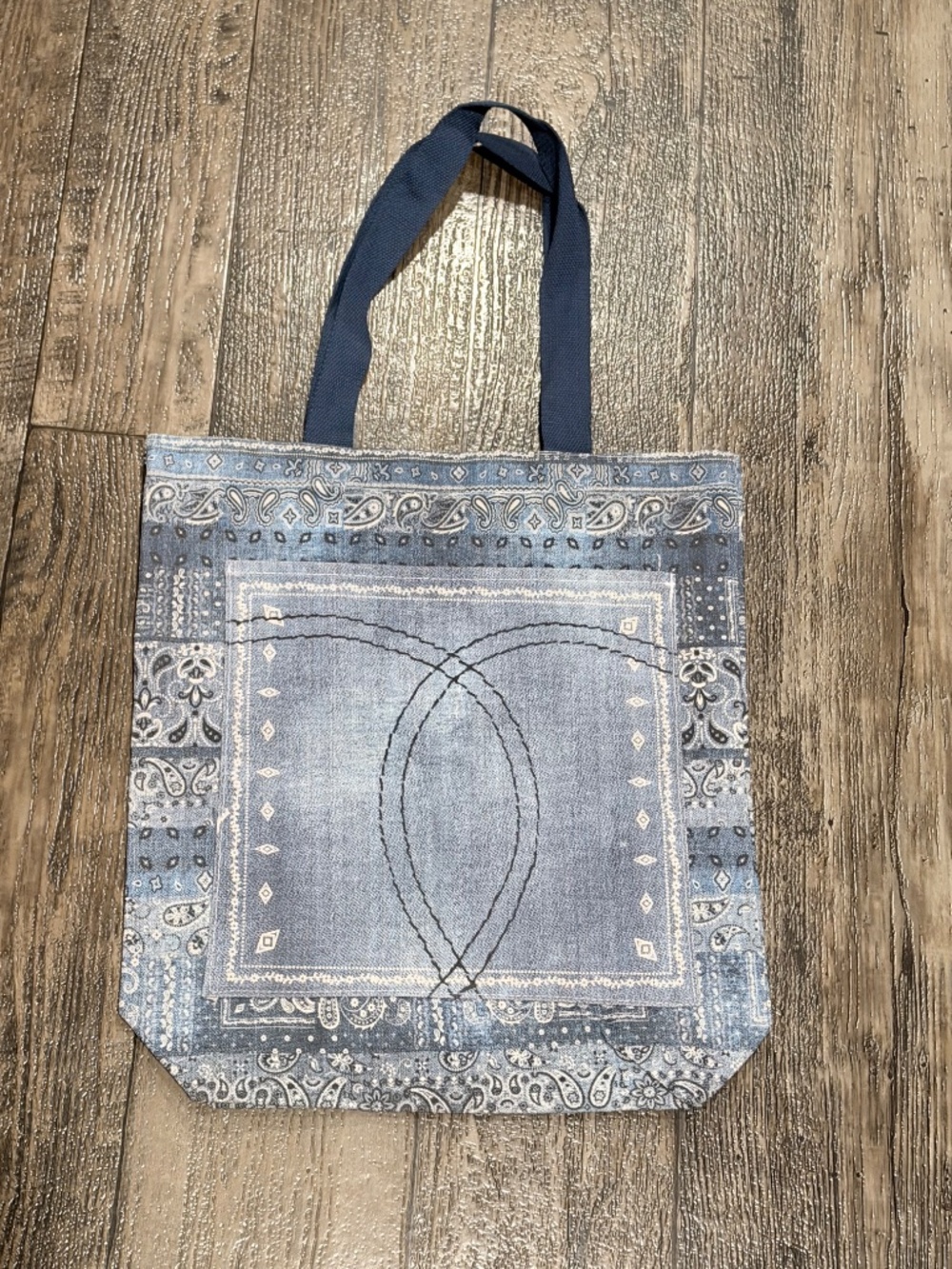 Rare Johnny Was x Sasson Collaboration Limited Ed Denim Canvas Tote Bag NWOT - Picture 3 of 6